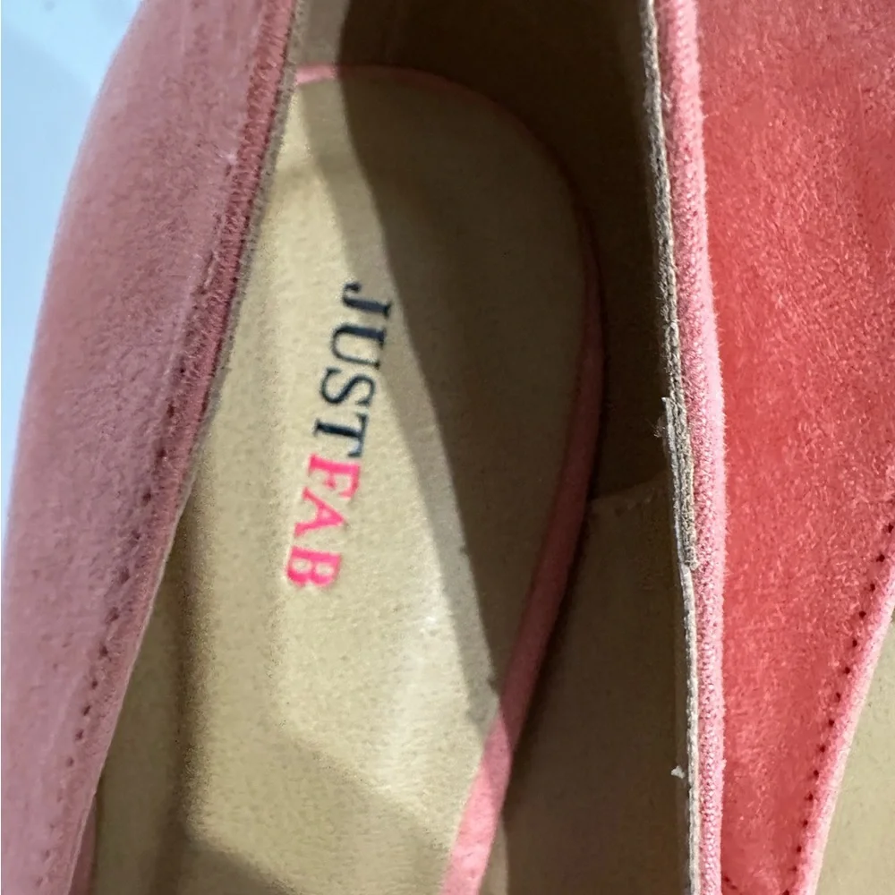NIB JustFab Ceres Coral Suede Platform Wedge Heels Y2K Size 8.5